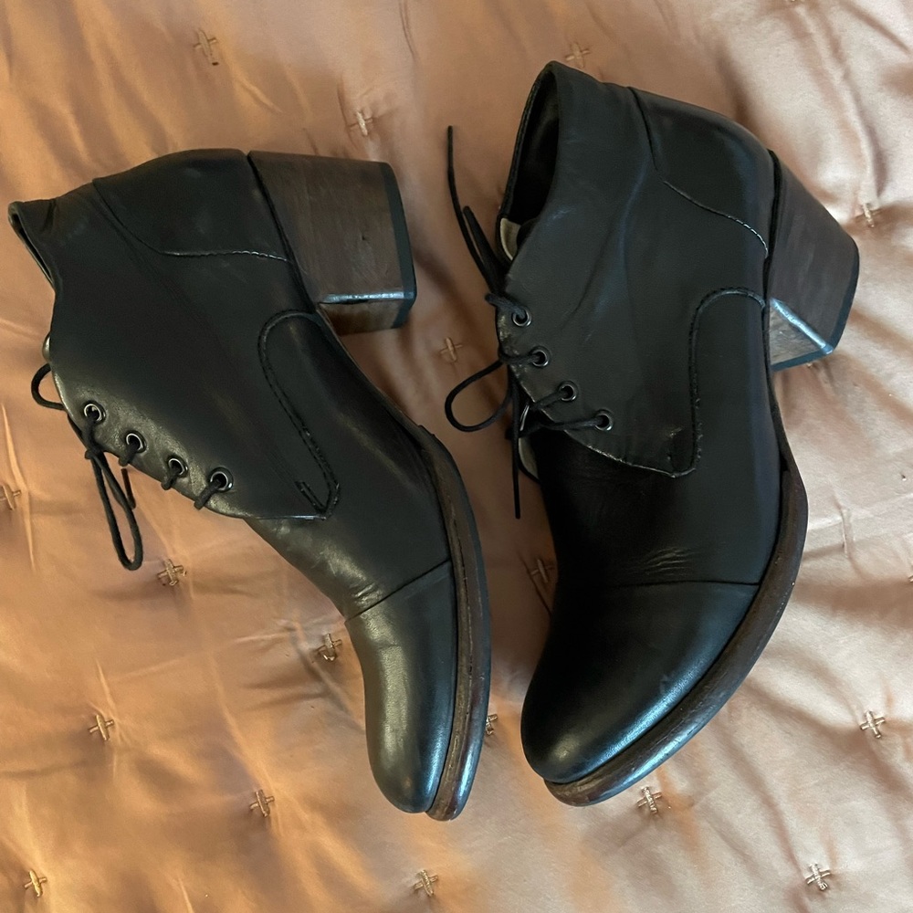 Handcrafted Seal of the Sutro Black Ankle Booties with Block Heel